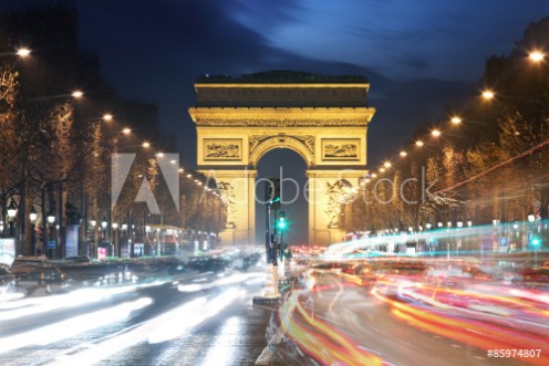 Picture of Arc De Triomphe and light trails Paris